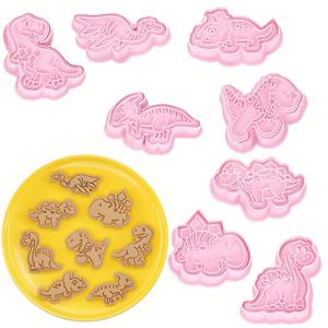 8pcs 세트 공룡 모양 비스킷 금형 동물 퐁당 케이크 베이킹 3d 삼차원 쿠키 금형 도구