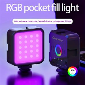 미니 RGB 핫 부트 채우기 라이트 라이브 사진 LED 휴대용 분위기 뷰티 모바일 카메라 포켓 라이트 조절 가능