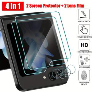 2pcs Anti-Scratch [ 후면 소형 화면 보호기 + 카메라 렌즈 필름 ] 삼성 Galaxy Z Flip 5 / Z Flip 4 / Flip 3 5G Flip3 Flip4 Flip5 ZFlip3/4/5 용 소프트 하이드로 겔 필름 화면 보호기 보호용 HD 투명 필름