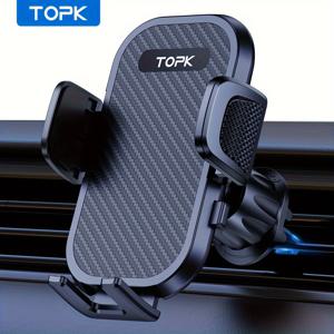 TOPK D42-G 자동차 전화 홀더 마운트, 모든 전화와 호환되는 자동차 공기 통풍구 용 업그레이드 된 금속 후크 휴대폰 홀더