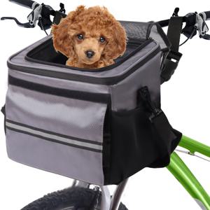 개 자전거 바구니, 접이식 개 자전거 캐리어 12lbs 부드러운 바구니, 퀵 릴리스 자전거 시트, 반사 테이프가 있는 배낭, 소형 중형 고양이용 자전거 애완동물 캐리어