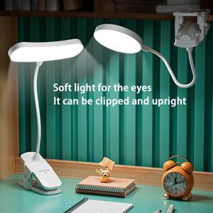 1 탁상용 램프, USB 충전식 책상용 램프, 클램프 침대, 독서, 책, 야간 조명, LED 터치 조절 안구 보호 빛