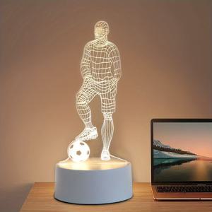 1pc 축구 선수 모양의 탁상용 램프, 3D 아크릴 판, USB 인터페이스, 침실용 LED 실내 야간 조명, 침대 옆 장식