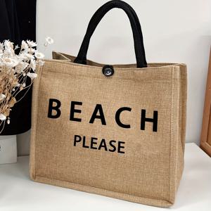 해변 편지 프린트 토트백, 큰 용량의 선물 가방, 직장 학교 쇼핑 해변 여행용 여성용 캐주얼 핸드백