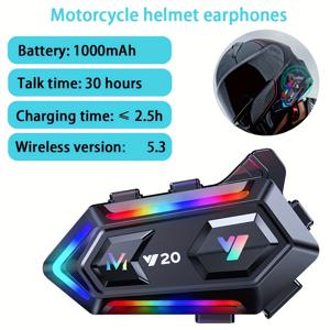 통화 중 소음 감소를 위한 컬러풀한 라이트와 RGB 라이트가 장착된 오토바이 헬멧 이어폰, 1000mAh 배터리