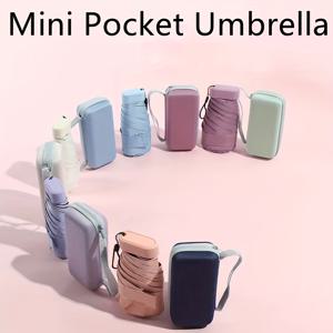 휴대용 미니 포켓 우산, UV 차단 골프 우산 (우산 줄과 우산 손잡이 스타일 색상 랜덤)