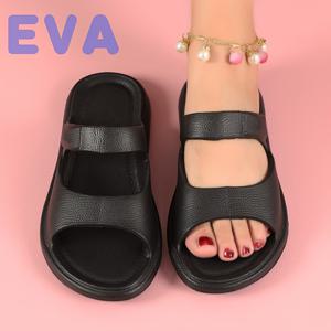 여성용 EVA 베개 슬라이드, 단색 부드러운 실내 욕실 신발, 캐주얼 여름 해변 슬라이드