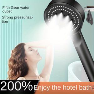 실리콘 노즐이 있는 고압 5모드 샤워 헤드 1개, 범용 욕실 강력한 스프레이 샤워 헤드, 쉬운 설치, 고압 및 저압 시스템을 위한 절수, 욕실 액세서리