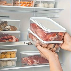 뚜껑이 있는 42온스 쌓을 수 있는 냉장고 보관용기 4피스 세트 - BPA 프리 PP, 고기, 과일 및 채소에 적합 - 필수 주방 정리함.