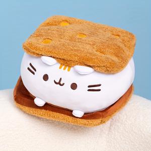1pc 귀여운 초콜릿 샌드위치 쿠키 뚱뚱한 고양이 쿠션, 플러시 장난감, 고양이 인형, 부드러운 봉제 고양이 베개 생일 선물용