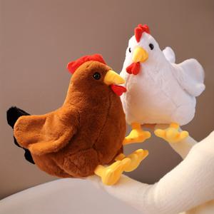 단단하고 풍성한 닭 인형, 부드러운 깃털로 만들어진 귀여운 부드러운 닭 인형, 창의적인 파티 생일 선물