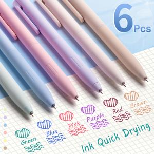 5 Pcs 0.5mm Morandi 다채로운 잉크 펜 파인 포인트 부드러운 쓰기 펜, 하이라이트/마킹/쓰기를위한 하이 엔드 시리즈 개폐식 펜