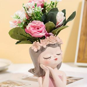 여성을 위한 선물 아이디어, 사무실 책상 위에 놓을 수 있는 귀여운 요정 꽃 화분, 수지 다육 식물 화분, 봄 홈 데코 액센트
