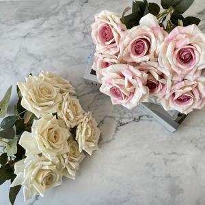 1팩, 7개의 생동감 넘치는 인공 장미 꽃다발 - 로맨틱한 선물, 우아한 웨딩과 집 장식