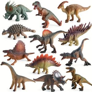 12개/세트 중형 공룡 세트 - 공룡 액션 인형 - 공룡 애호가를 위한 완벽한 선물 - 파티 선물, 교육 모델, 케이크 탑, 생일 및 크리스마스 선물로 적합