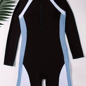 원피스 수영복, 긴 소매 하프 지퍼 워터 스포츠 경쟁용 수영복, 여성 수영복 및 의류