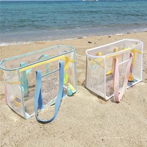 해변에서 사용할 수 있는 큰 용량의 모래 방지 보관 가방, 비치, 스포츠, 휴가용 손잡이가 달린 가방