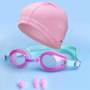여성을 위한 방수 실리콘 수영 모자와 안개 방지 수영 고글, 코 클립, 이어 플러그가 포함된 편안한 수영용 장비