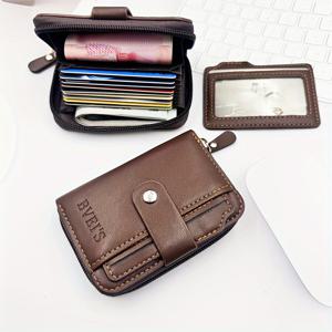 남성용 PU 가죽 짧은 비즈니스 지갑 1개, 패션적인 간단한 다중 카드 슬롯 지갑, 내구성 있는 빈티지 카드 가방, 남성에게 이상적인 선물