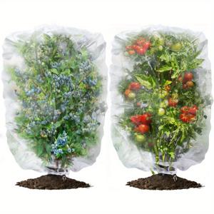 2 팩, 정원 그물망, 3.2 X 2.6 Ft 식물 보호망 모기망 식물 커버 가방 드로스트링과 함께, 과일 나무를 위한 곤충 새망 블루베리 덤불 토마토 채소 과일을 위한 네트망