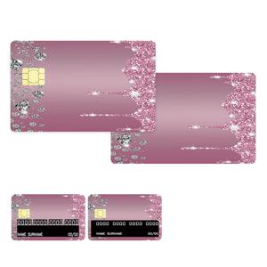 EBT, 교통, 열쇠, 신용, 직불 카드 스킨을 위한 핑크색 드리핑 글리터 카드 스킨 4개 세트 - 은행 카드 보호 및 개인화 - 버블 없음, 슬림, 방수, 디지털 프린트