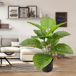 가정, 사무실, 음식점 장식 및 배치에 적합한 12잎이 달린 가짜 녹색 식물, 봄과 여름 장식을 위한 65cm의 모조 녹색 식물