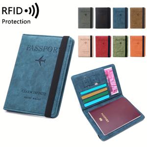 1pc RFID 방지 브러시 멀티 카드 여권 가방, 해외 여행 티켓 문서 가방, 간단한 패션 멀티 기능 여권 홀더
