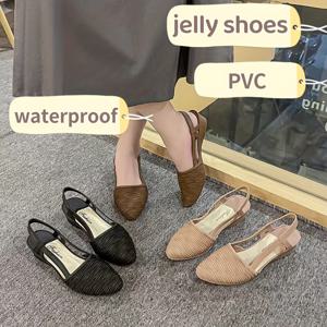 여성용 패션 PVC 젤리 신발, 방수, 미끄럼 방지, 내구성 있는 업무 하이힐, 편안한 두꺼운 밑창, 캐주얼 다용도 하이힐
