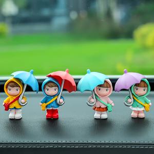 귀여운 우산 소녀 인형 4피스 세트 - 창의적인 차량 및 홈 데코 피규어