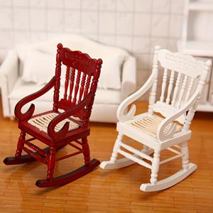 1pc 1:12 나무 미니 인형 집 흔들 의자 모델 장난감 DIY 소형 액세서리