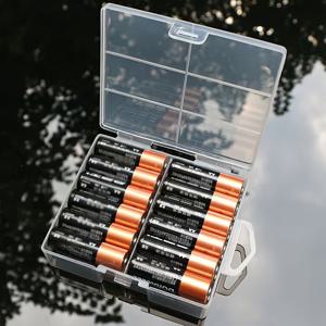 AA/AAA 배터리 보관 상자, 투명한 배터리 보관 상자, AA 배터리 24개 또는 AAA 배터리 24개 수납 가능