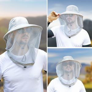 남성을 위한 낚시 모자, 얼굴 가리개, 햇빛 차단, 통기성 있는 망사 마스크, 야간 낚시용 모기 방지 모자