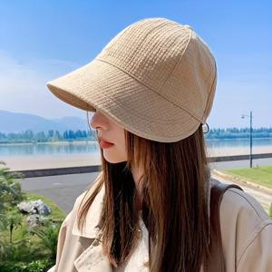 여성 패션 와플 니트 버킷 햇 | 조절 가능한 여름 햇빛 모자 | 캐주얼 덕빌 바이저 | 자외선 차단 야구 모자 | 통기성 사이클링 모자