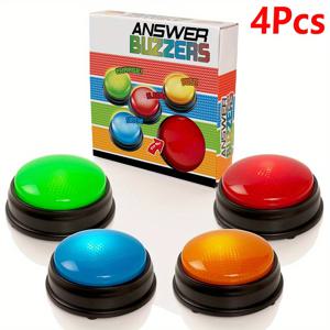 게임쇼용 응답 버저 - 불빛과 소리가 있는 4개의 게임 버저 - 어린이나 성인을 위한 버즈 버튼 - 교실 게임에 완벽함