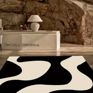 호텔 카페 빵 방 침실 거실 복도 및 기타 장면에 적합한 크리스탈 벨벳 현대적이고 심플한 고급스러운 검은 파도 패턴 카펫