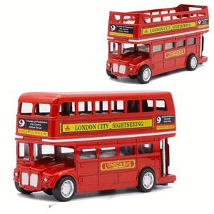 1: 64 합금 런던 버스 모델 어린이 장난감 자동차 장식품 자동차 이층 버스를 뒤로 당겨