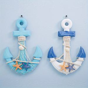 해양 매력: 파랑 & 하양 불가사리 닻 - 지중해 스타일 레진 홈 데코