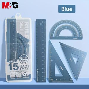 M&G 알루미늄 합금 자/각도기 세트, 4개의 클래스 기하학 측정 도구 보관 케이스와 함께 학교 사무용품 블랙/파랑/분홍/회색
