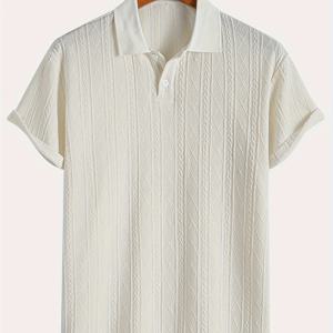 남성용 줄무늬 골프 셔츠, 야외용 캐주얼 반팔 라펠 셔츠