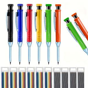 3 개/대, 새로운 2.8mm 목공 펜 오렌지 녹색 여러 가지 빛깔의 소설 목공 리드 리필 다른 장면 스크라이브 펜 작업자 사용 자체 포함 연필 깎이 마커 펜