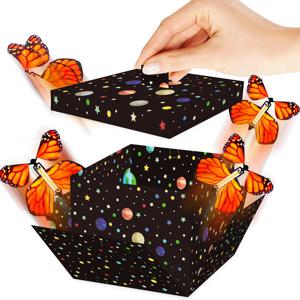 DIY 크리에이티브 기프트 박스, 생일 포장 박스 부티크 박스 날아다니는 나비 4.7x4.9x4.9 인치, 깜짝 나비 상자 장난 상자