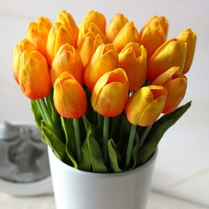 10 Pcs 튤립 시뮬레이션 꽃, PU 네덜란드 미니 튤립 꽃 리얼 터치 웨딩 플라워 부케 인공 꽃 실크 식물 룸 홈 호텔 파티 이벤트 장식