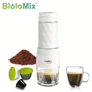 BioloMix 휴대용 커피 메이커 에스프레소 머신 핸드 프레스 캡슐 그라운드 커피 브루어 여행 및 피크닉용 휴대용