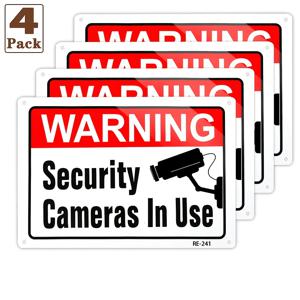 4pcs, 경고 비디오 감시 사용 중 표지, 보안 카메라 사용 중 표지, 알루미늄 10x7 인치 비디오 감시 표지 야외용 야드 하우스 소유물 및 비즈니스 드라이브웨이 경고