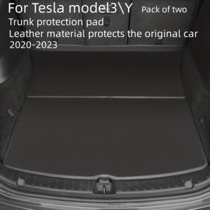 테슬라 모델 모델 3 모델 Y 2020 2021 2022 2023 트렁크 프로텍터 가죽 소재 안티 스크래치 방지 마모 방지 먼지 보호 패드 (2pcs)