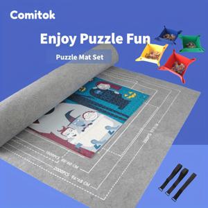 직소 퍼즐 매트 롤업 퍼즐 보호기 매트 정렬 트레이가있는 최대 1000 조각의 휴대용 퍼즐 패드