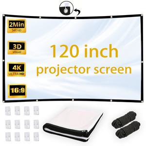 홈 시어터 실내외에서 사용할 수 있는 4K HD 16:9 접이식 휴대용 안주름 프로젝터 스크린 120인치