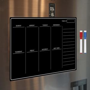 흑색 드라이 이레이스 보드 세트 1개 냉장고용 자석 보드, 주간 일정표 & 일일 노트패드 2개, 벽 및 냉장고 가족용 보드