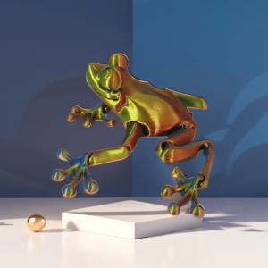 3D 프린트된 개구리 조각상, 움직일 수 있는 관절 포함 - 할로윈, 발렌타인 데이 등에 완벽 - 만화 테마 홈 데코