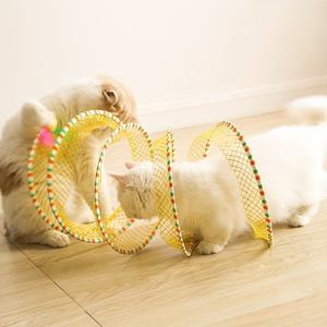 1pc 애완 동물 Foldable 터널 고양이 티저 장난감 깃털, 재미를 위해 고양이를위한 대화 형 장난감